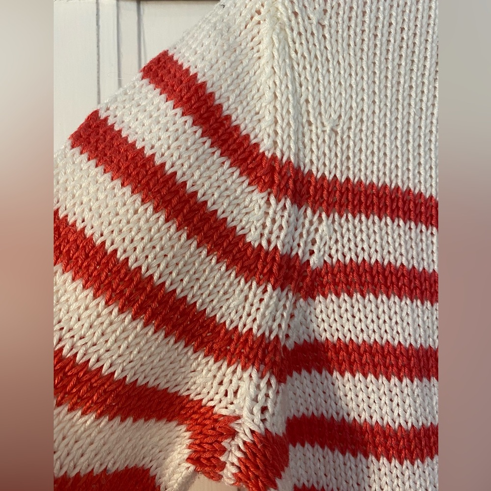 Theory Red Stripe Long Sleeve Cotton Sweater Size Medium - Picture 3 of 7